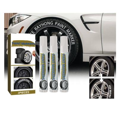 3Pieces Paint Pen For Car Tires White Paint Pens Waterproof Tire Marker Lettering Paint Pen