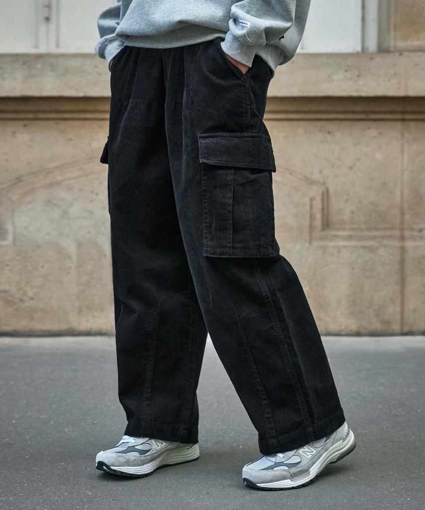 MINIMALPROJECT Wide Cargo Pocket Corduroy Pants Mpt116 [Black]