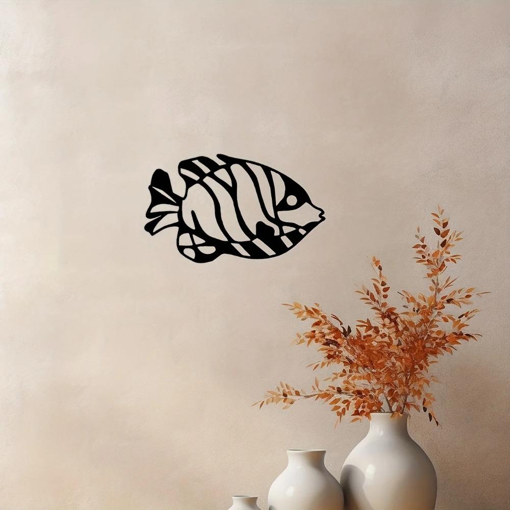 1-teilige Meeresfisch-Metall-Wandkunst - Stilvolle Dekoration für Wohnzimmer, Schlafzimmer und Außenbereiche | Elegantes Metall-Wandbehang