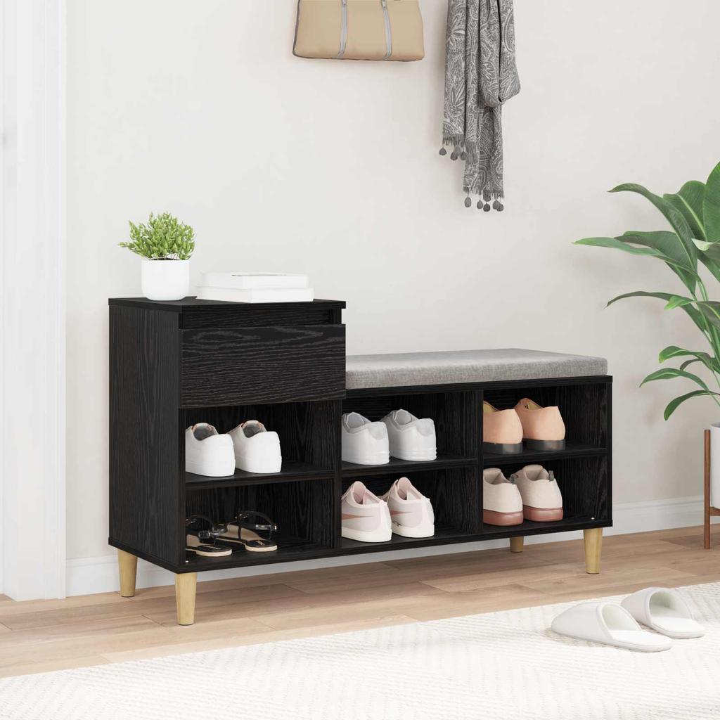 Shoe Cabinet with Storage Black Oak Effect 102 X 36 X 60 Cm