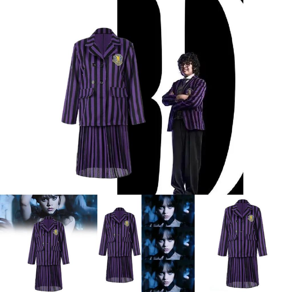 Wednesday Addams Character Cosplay Dress With Polyester Material For Women And Girls