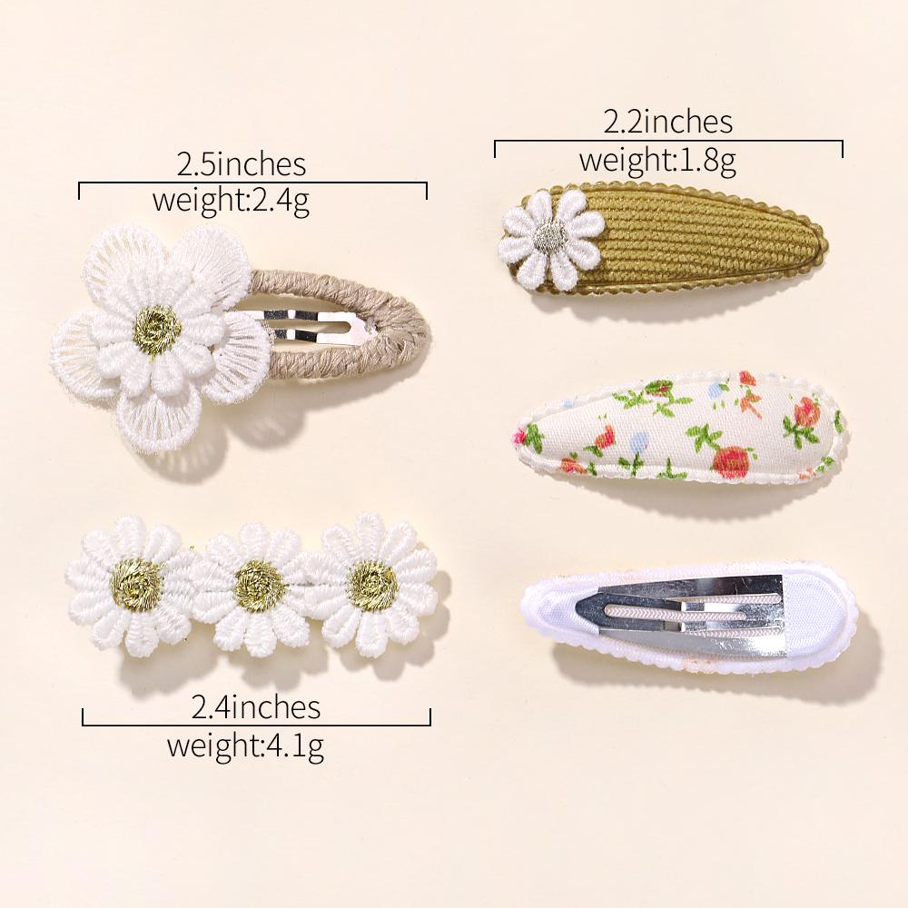 Children Fresh Hair Clips Set Girl Sweet Printe Flower Hairpin Lovely Kids Hair Accessories Cloth Barrettes Headdress Hairgrips