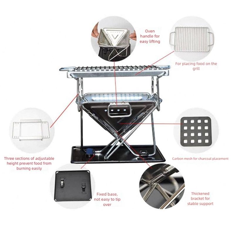 Wind Resistant Outdoor Folding Stove Stable Cooking Performancex When Folded Efficient Combustion Various Setting