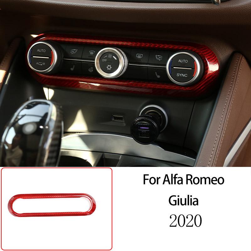 For Alfa Romeo Giulia 2017-2025 Red Real Carbon Fiber Car Interior Trim Sticker Accessories Car Modification
