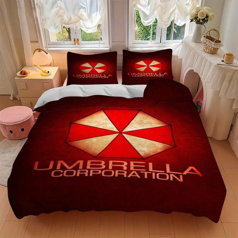 3Pcs Umbrella Corporation Logo Bedding Set Soft Fabric Duvet Cover Pillowcases Home Christmas Xmas Halloween Gift 1 Duvet Cover 2 Pillowcase L1136