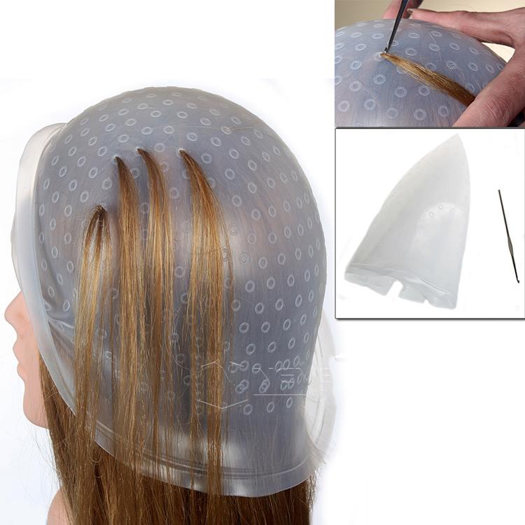 DIY and Hair Salon Reusable Silicone Hair Highlighting Dyeing Cap Coloring Hairdressing Hair Cap Hat with Hook