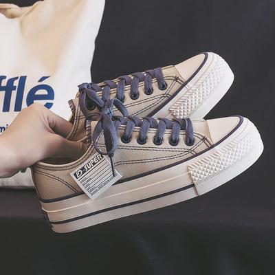 Platform Canvas Shoes Women's Height-increasing White Shoes Spring and Autumn New Versatile Autumn Student Low-top Shoes Spring