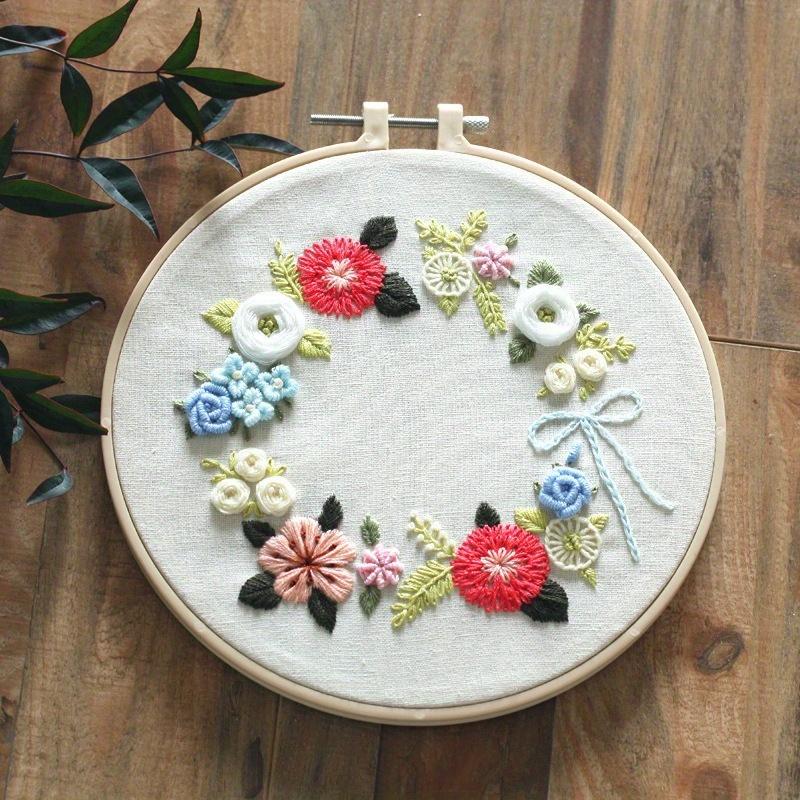 1-piece Floral Embroidery DIY Craft Kit (including tools)