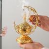 Arabic Incense Burner Holder Handheld Crescent Meditation Metal Decor Incense Cone Burner Ornaments Eid's Day Decoration