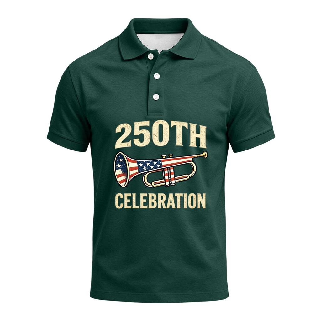 Men's 250th Anniversary Short Sleeve Polo Shirt America Strong Graphic Print 1776 to 2026 Commemorative Casual Shirt