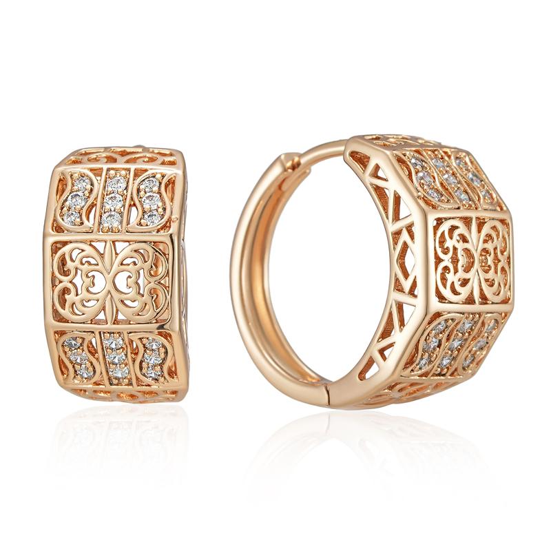 

Kienl Rose Gold Color Ethnic Bride Earring For Women Natural Zircon Accessories Glossy Metal Trend Daily Vintage Jewelry