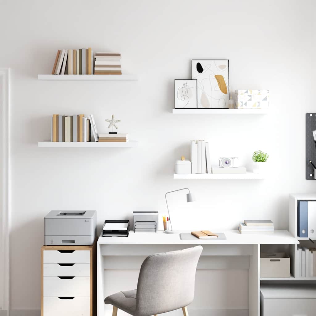 Floating Shelves Set 4 Pcs White 80 X 23.5 X 3.8 Cm MDF