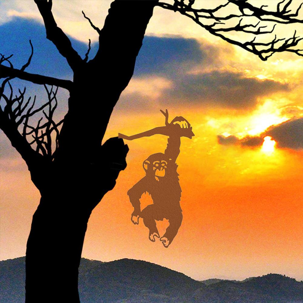 1pc Monkey Hanging on Branch Garden Stake Elevate the look of your decor with this stylish monkey hanging on branch garden stake