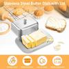 Butter Dish with Lid Stainless Steel Butter Cheese Storage Box Kitchen Butter Tray with Knob Handle Butter Keeper Container
