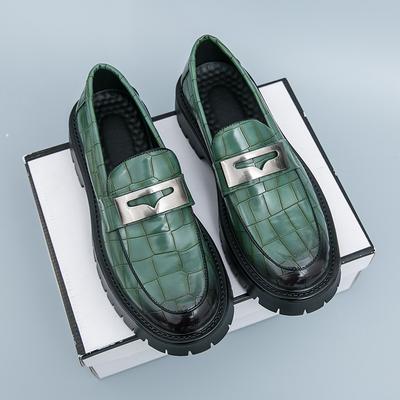Men's Platform Loafers Large Size New One-pedal Leather Shoes Fashionable Men's Business Dress Shoes Available