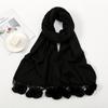 Hot-selling New Solid-color Hairball Imitation Cashmere Scarf In Autumn and Winter, Versatile Fashionable Velvet Thickened Fringed Warm Scarf