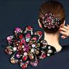 Flower Hair Clip Crystal Rhinestone Fancy Ponytail Barrette Elegant Hair Clip for Women