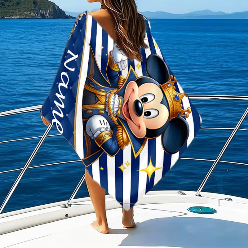 1pc Mickey10 Beach Towel with Custom Name, Beach/Swimming/Bath/Picnic/Camping Towel, Suitable for Seaside Beaches