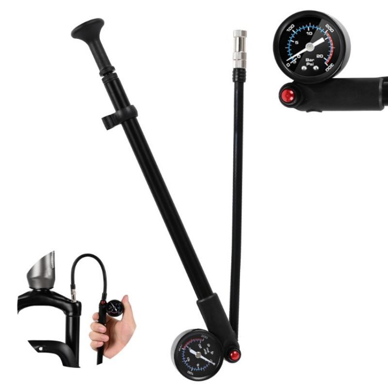 Light Pressure Cylinder Aluminum Alloy Front Fork Pump Rear Shocked Absorber Road Bicycle Inflatable 300PSI Bike Accessories