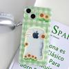 Sunflower Green Grid iPhone Case with Card Slot, Compatible with 14, 15, 16 Pro Max, 12 Pro, 11, 13 Models