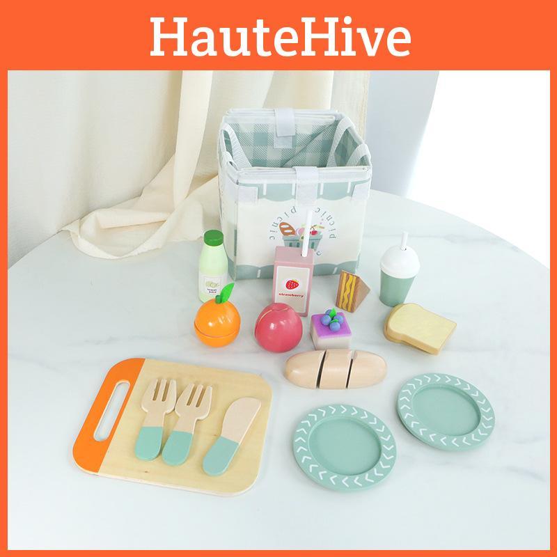 Childrens Wooden Fruit And Vegetable Cutting Play Set For Imaginative Kitchen Fun