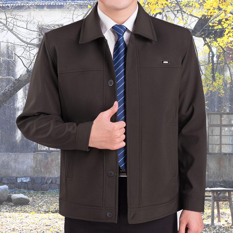 Men's Lapel Jacket - Mid-Aged & Elderly Spring/Autumn/Winter Overcoat Dad's Wear