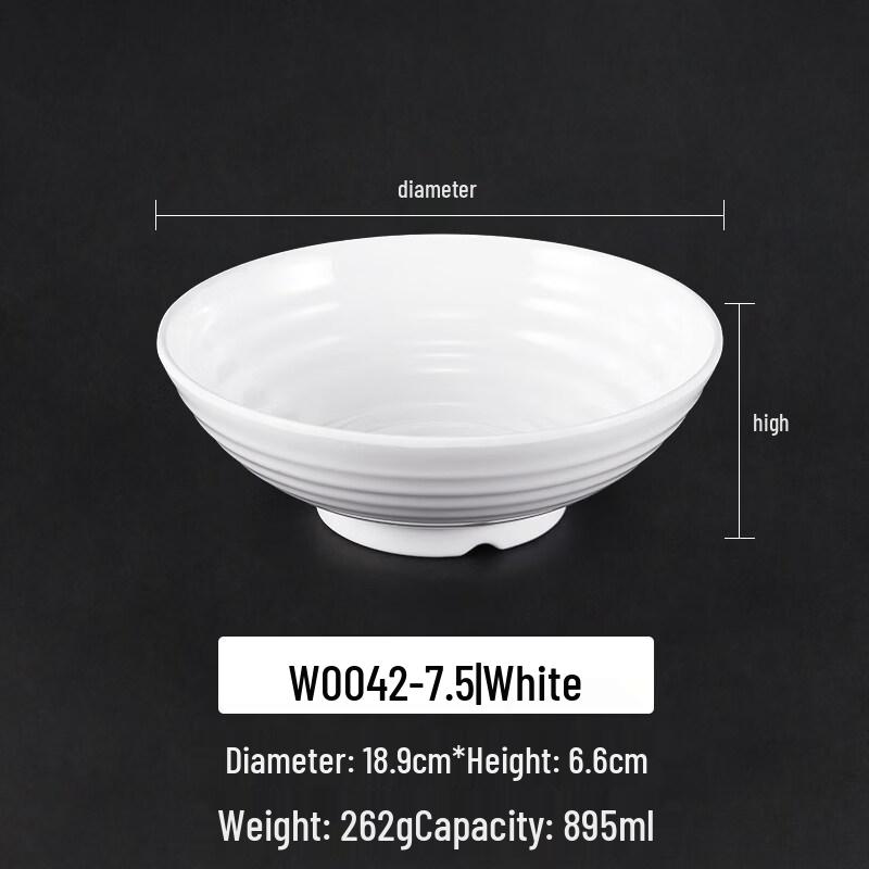 

White Commercial Melamine Noodle Bowl