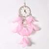 Handmade Pink White Feather Dream Catcher Wall Hanging Decoration Wind Chime Car Wedding Decoration Craft Girl Gift Ornament