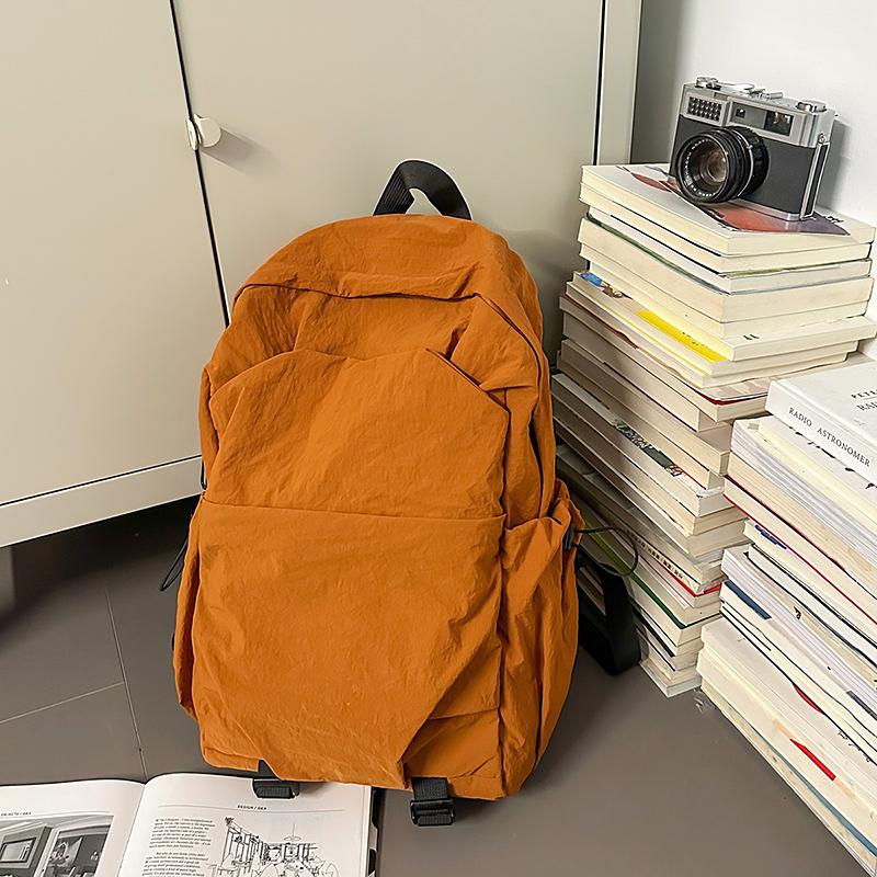 Student Solid Color Schoolbag Large Capacity Backpack