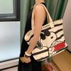 Cartoon Snoopy Canvas Bag Lazy and Relaxed Casual Large-capacity Black Striped One-shoulder Tote Bag