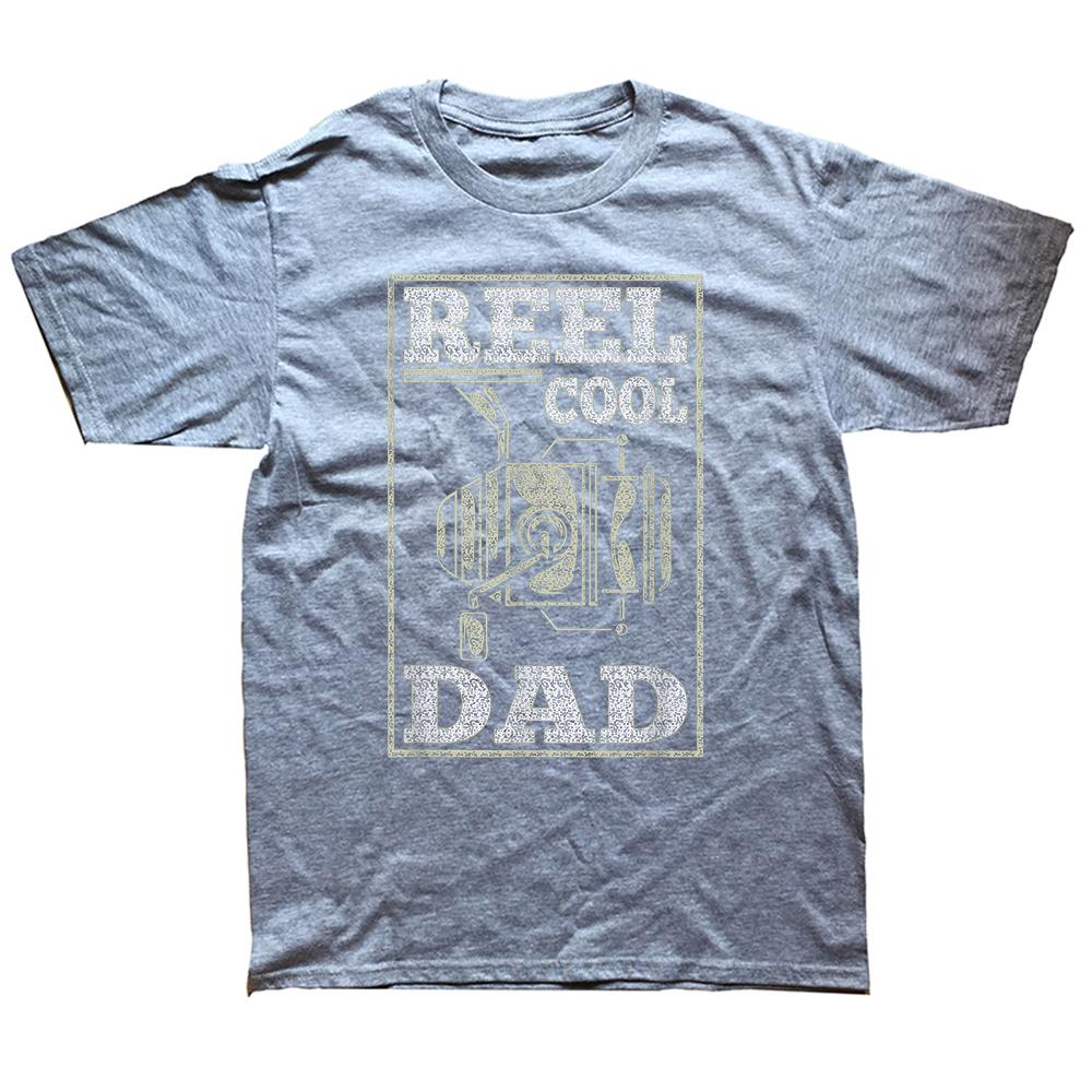 Reel Cool Dad Fishing Daddy Father's Day T-Shirt Short Sleeve Humor Streetwear Tee Loose Fit Clothing for Unisex