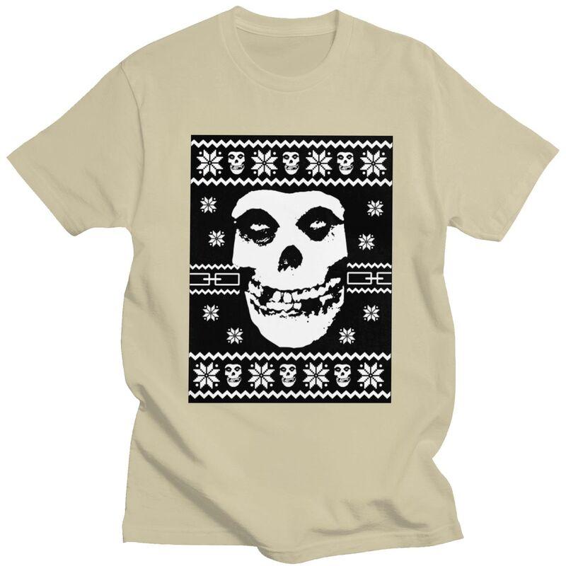 Custom Male Horror Punk Rock Misfits SKull T Shirts Short Sleeves Cotton Tshirt Streetwear Tshirt Casual Tees Slim Fit Clothes