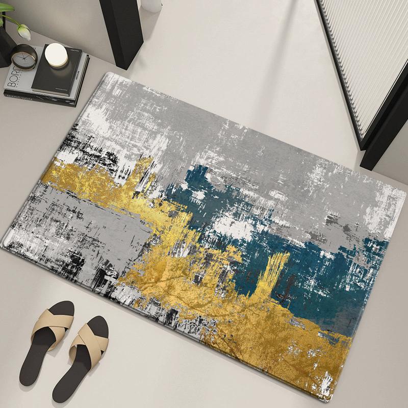 Moderner, minimalistischer, abstrakter Badezimmerteppich mit weicher Flanelloberfläche, maschinenwaschbar, rutschfester Teppich für die Eingangsmatte im Toilettenwaschraum