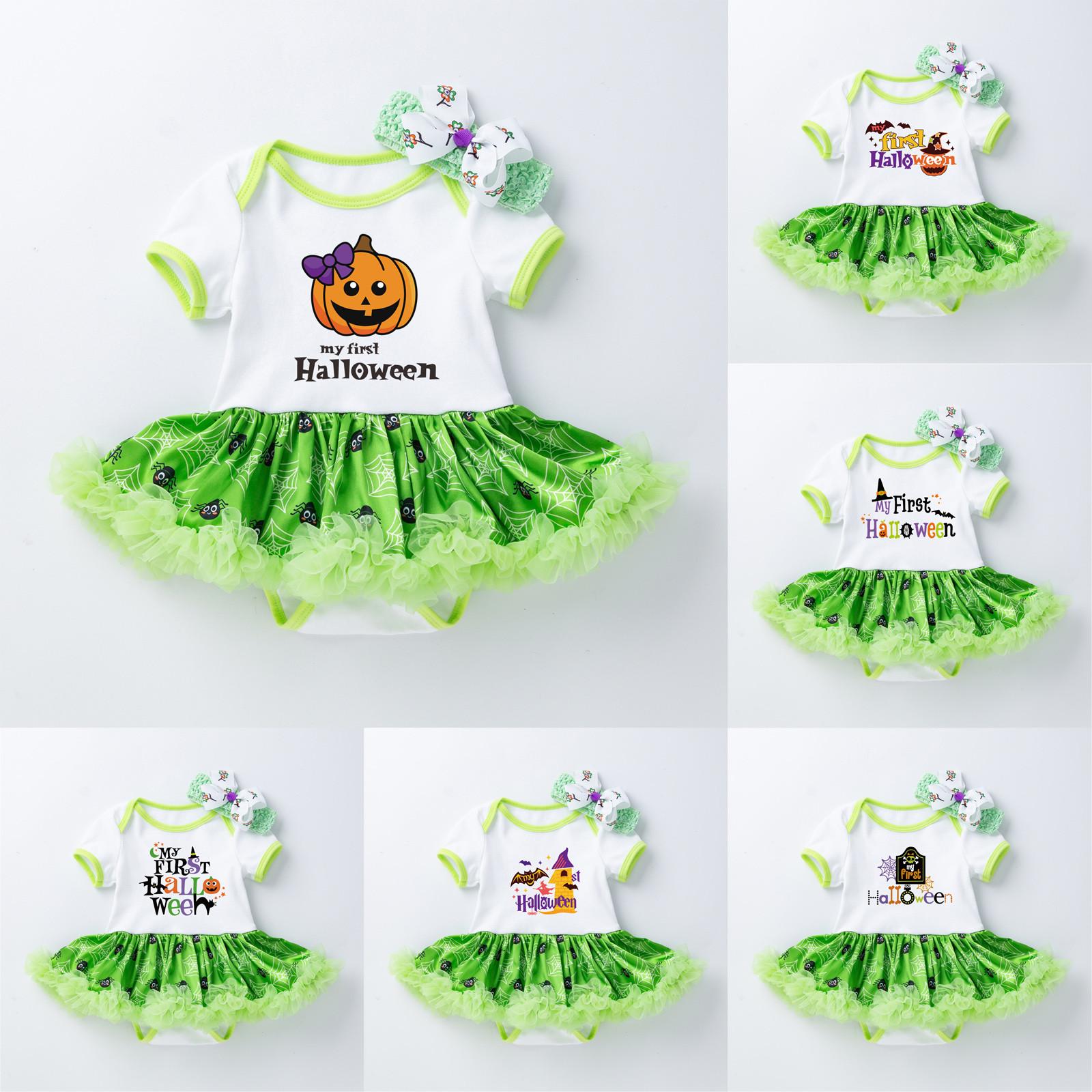 

Детские юбки для маленьких девочек, комплект из 2 предметов, комбинезон + повязка на голову, наряды на Хэллоуин