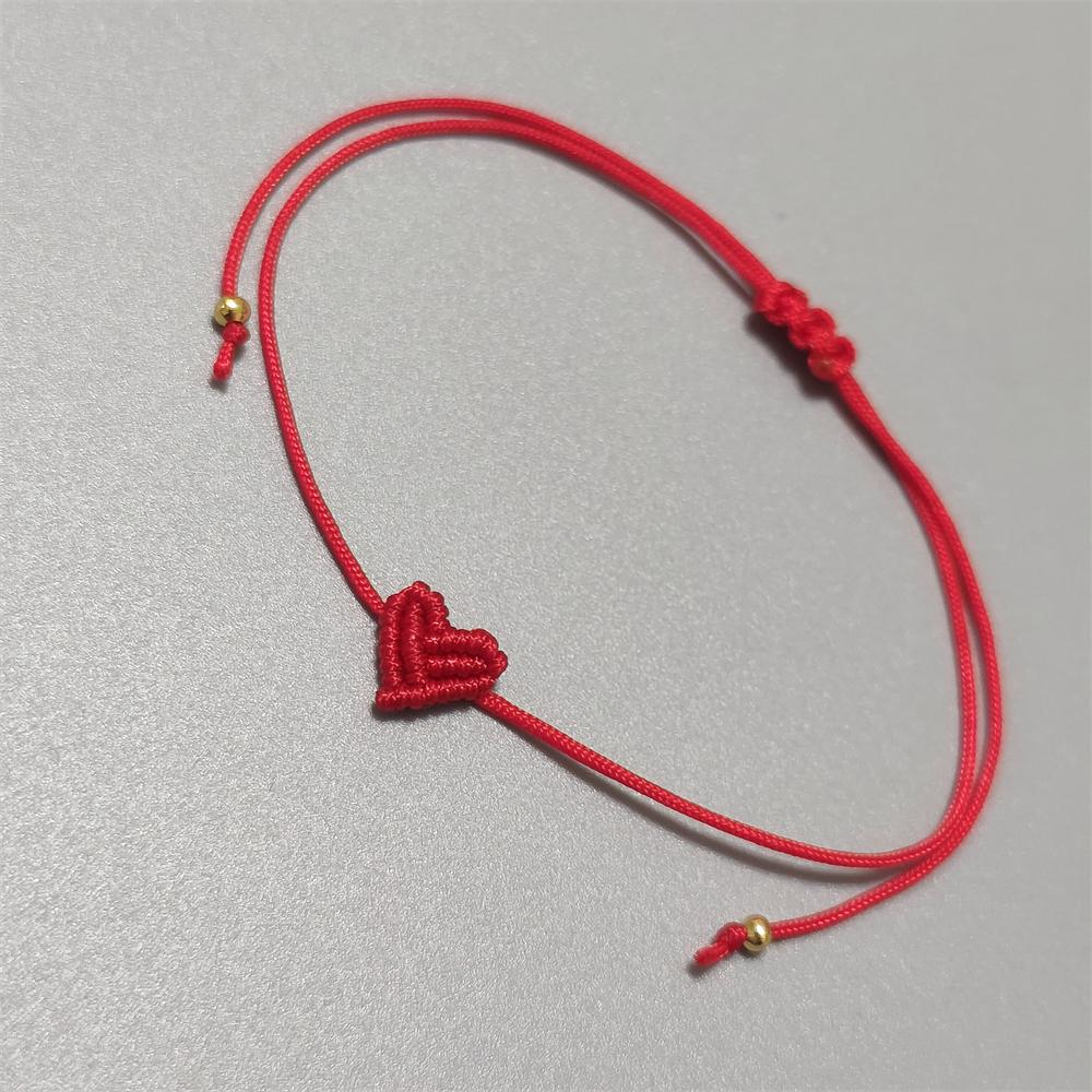 Hand Knitting Peach Heart-Shaped Lucky Red Rope Bracelet  Adjustable Women Bestie Charm Simple Men Couple Lovers  Gift