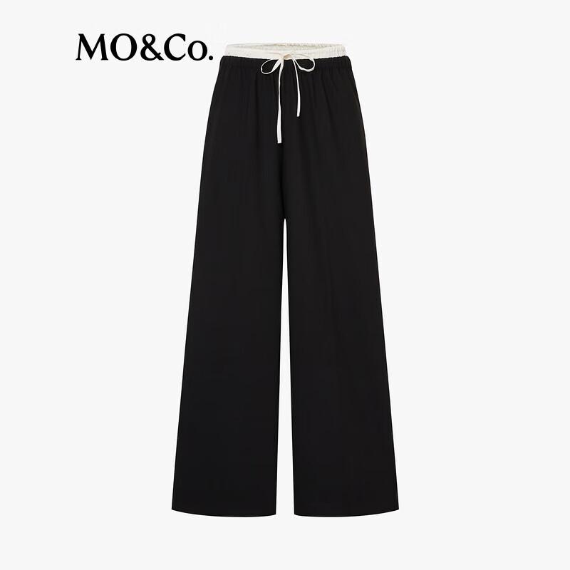 MO&Co. Drawstring Double Waistband Straight Leg Casual Pants