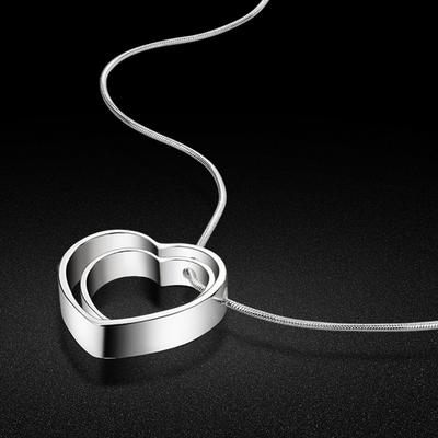 925 Sterling Silber Halskette Doppelherz Anhänger Halskette für Frauen Kolye Choker-Modeschmuck
