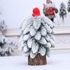 Snow Dusted Christmas Tree Desk Decoration With Wood 20cm Height For Living Room Bedroom Tabletop Decoration
