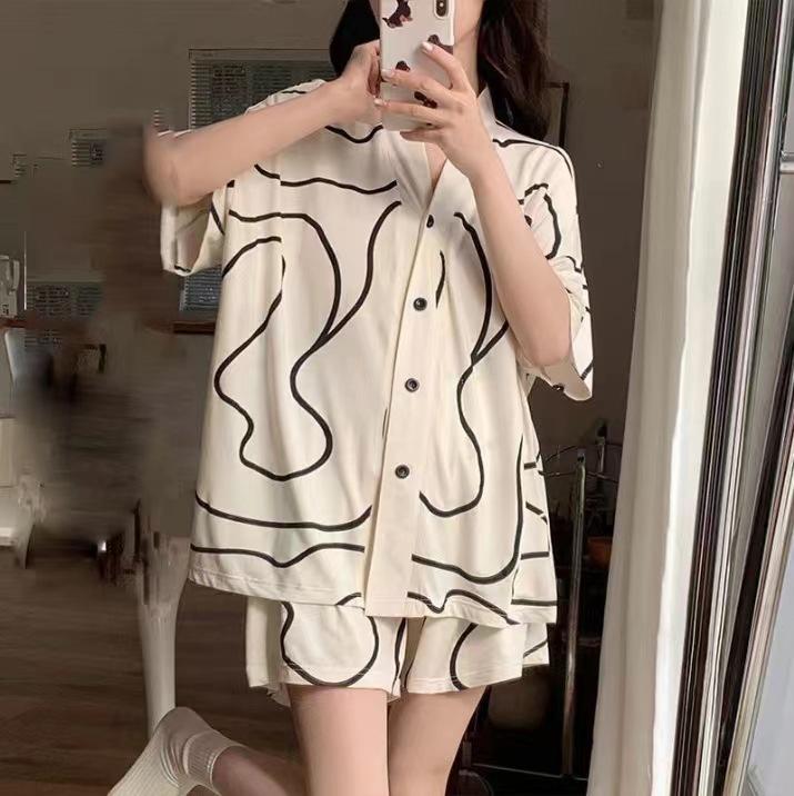 Cardigan Short Sleeve Shorts Pajama Set Girls Summer Kimono Sweet Cute Panda Can Wear Loungewear