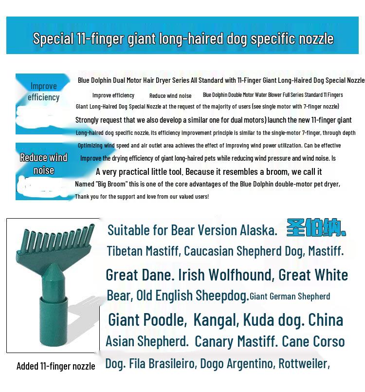 Blue Dolphin High-Power Dual Motor Dog Hair Dryer for Large Breeds