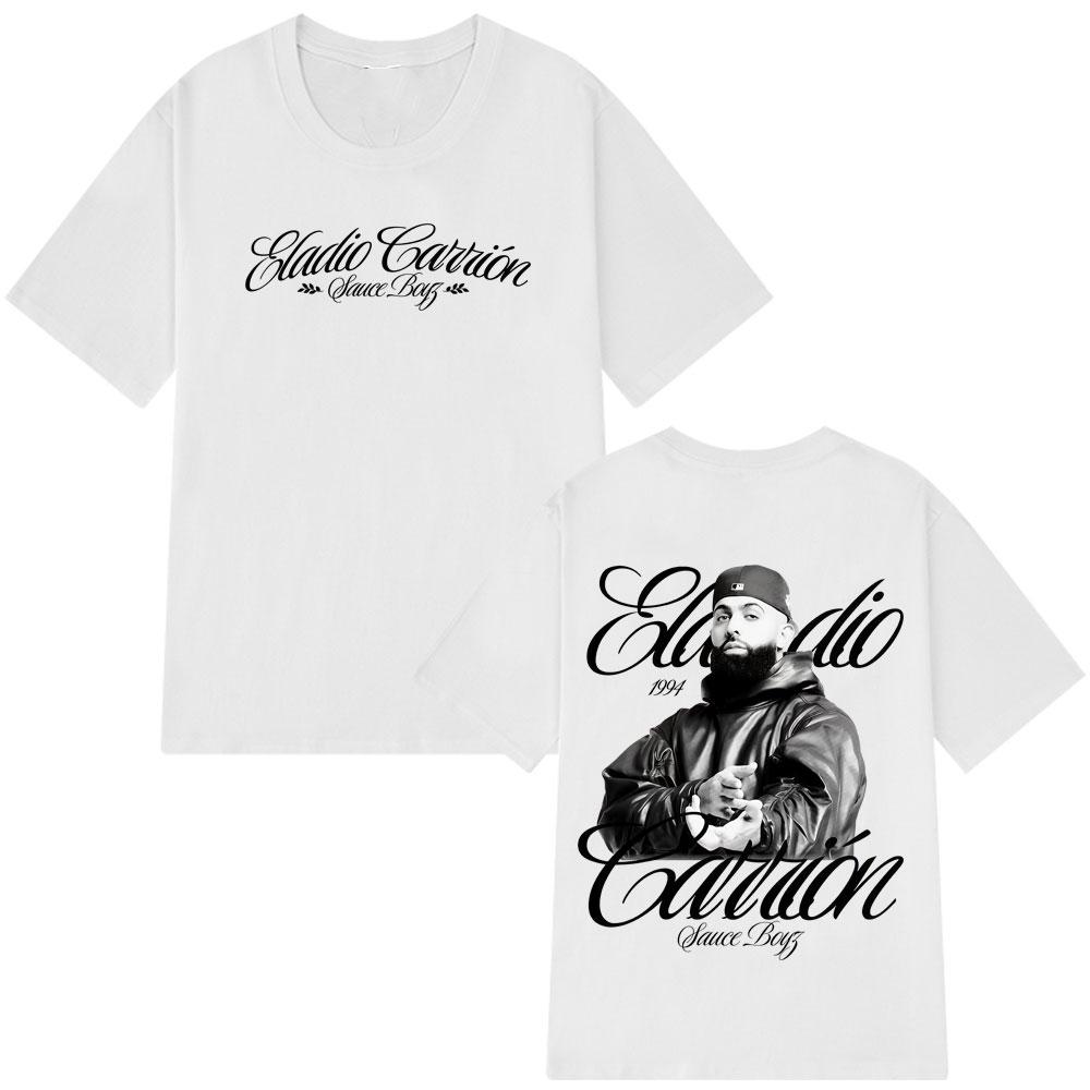 

Rapper Eladio Carrión Sauce Boyz Tour 2026 Album Tshirt Men Women Vintage T-shirts Short-sleeved Hip-hop Soft T-shirt Streetwear M