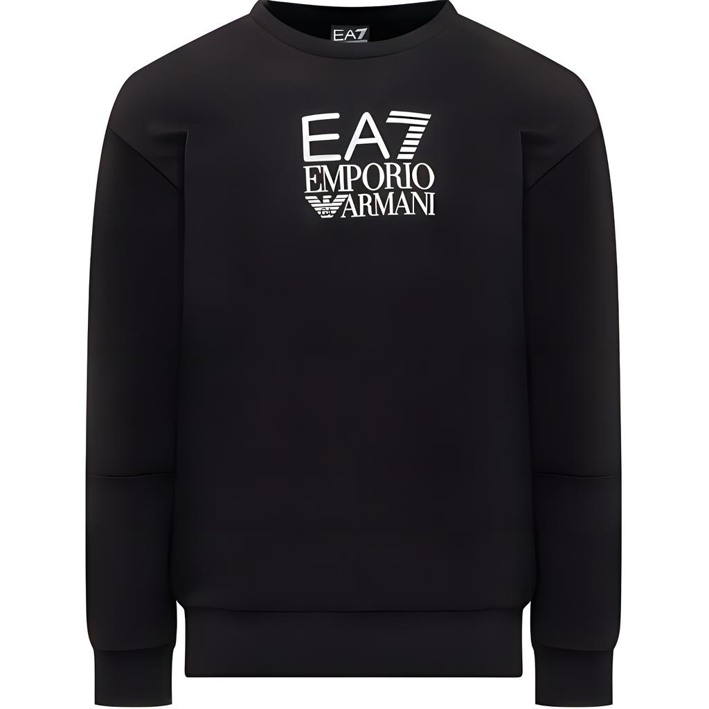 Emporio Armani Logo Pattern Printed Crew Neck Pullover Long Sleeve Sweatshirt Men sweatshirt Black 6DTM11-TJZCZ-0200