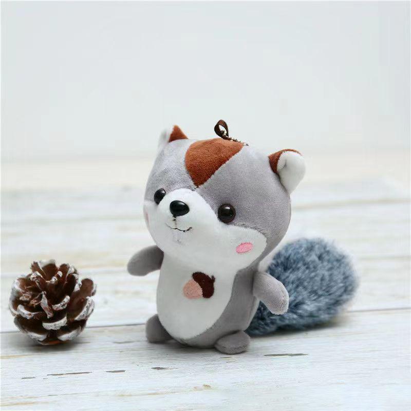 Kawaii Squirrel Plush Toys Simulation Animal Dolls Stuffed Soft Keyring Bag Pendant Home Decorative For Children Girls