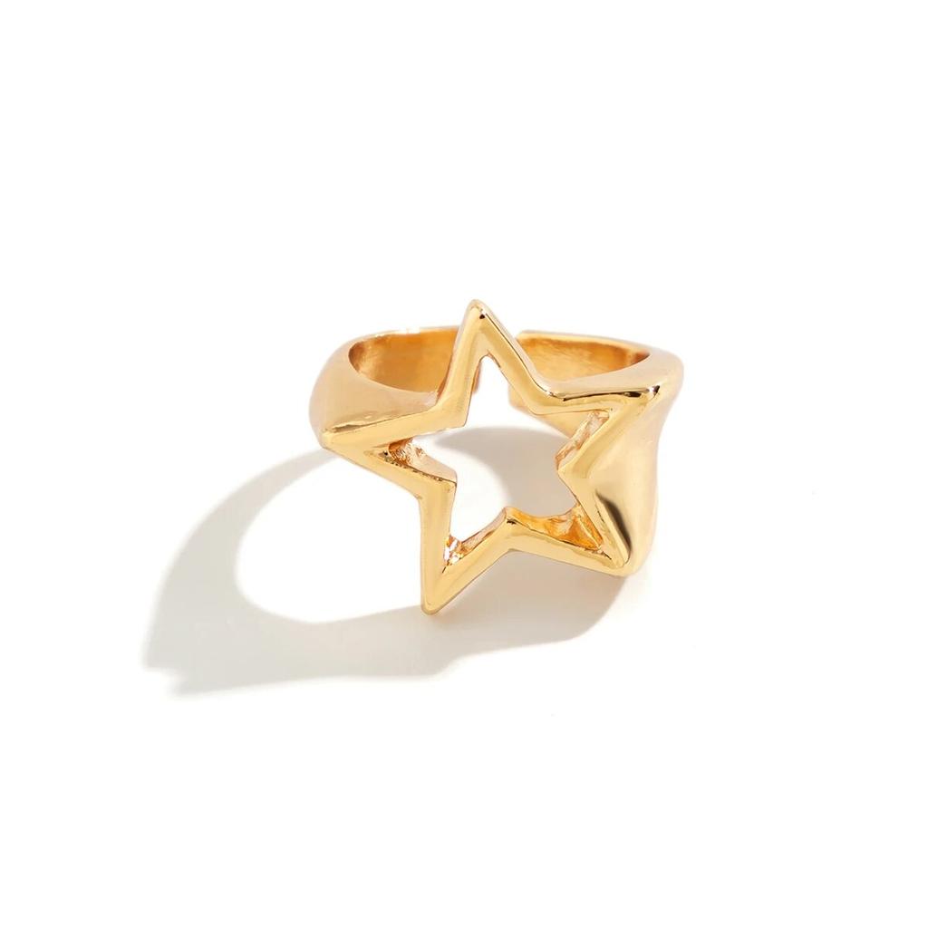 Vintage Punk Irregular Hollow Star Metal Open Rings for Women Fashion Statement Gothic Adjustable Couple Rings Y2K Wed Jewelry