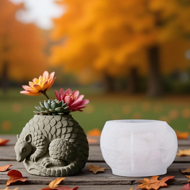 Flexible Silicone Pangolin Planter Mold For Resin Casting Jewelry Organiser And Succulent Plant Pots Crafting Tool