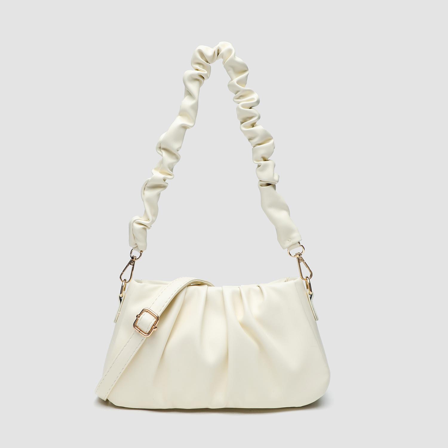 

Стильная плиссированная сумка Cloud для подмышек для поездок на работу, минималистичная сумка-багет через плечо для женщин белый