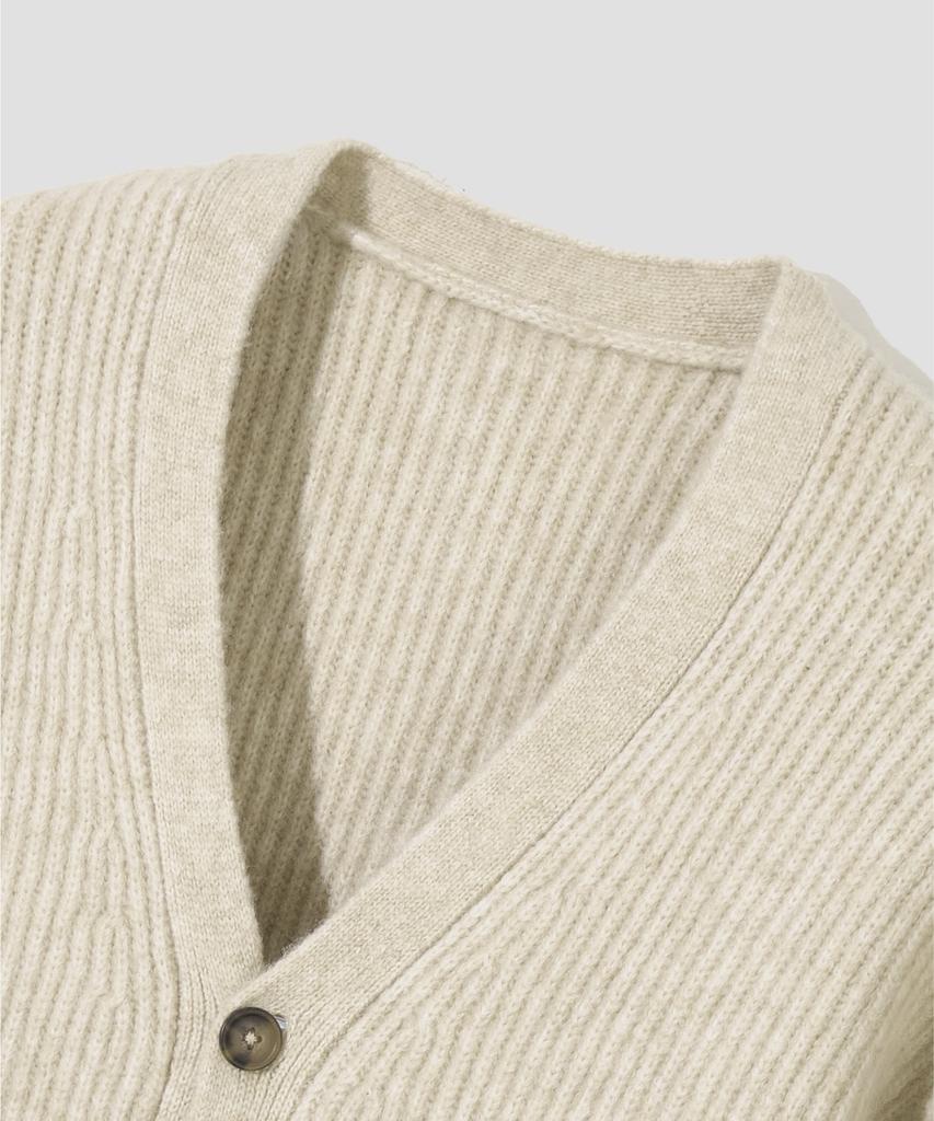 AGOD Hairy Ribbed Knit Cardigan [Oatmeal]