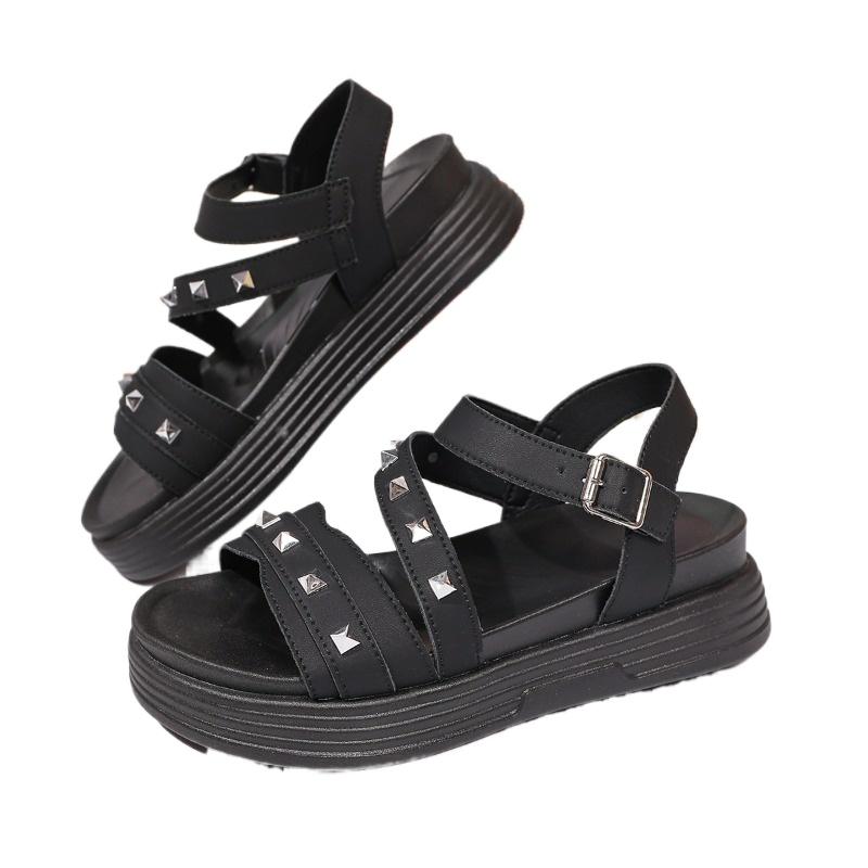 Fashion 2025 Summer Buckle Strap Women's Sandals Fashion Rivet New Casual Plus Size Comfortable Open Toe Best Seller Platform Sandals