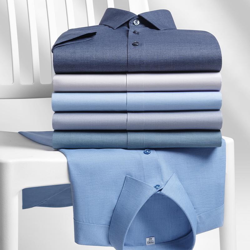 High Quality Modal Linen Business Mens Formal Shirts Long Sleeve  Elastic Solid Comfortable Male Dress Shirt
