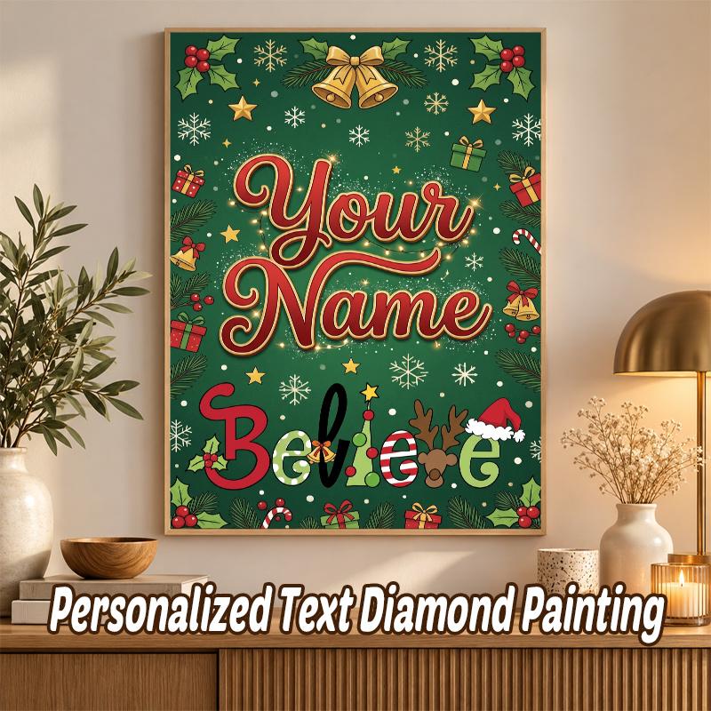 Christmas Custom Name Text 5D Diamond Painting Kit DIY Full Drill Diamond Art Decoration